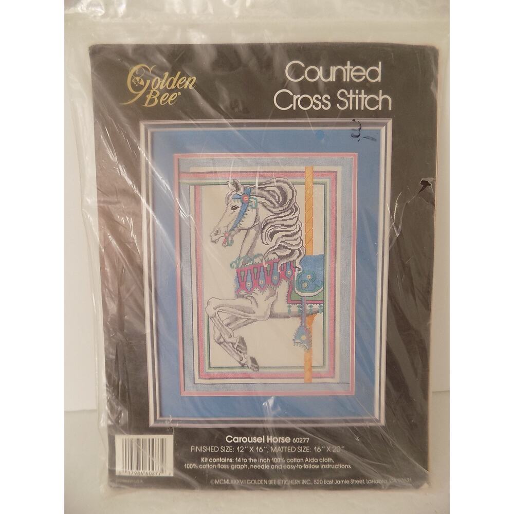 Golden Bee Carousel Horse Counted Cross Stitch Kit 60277 12" X 16" NEW